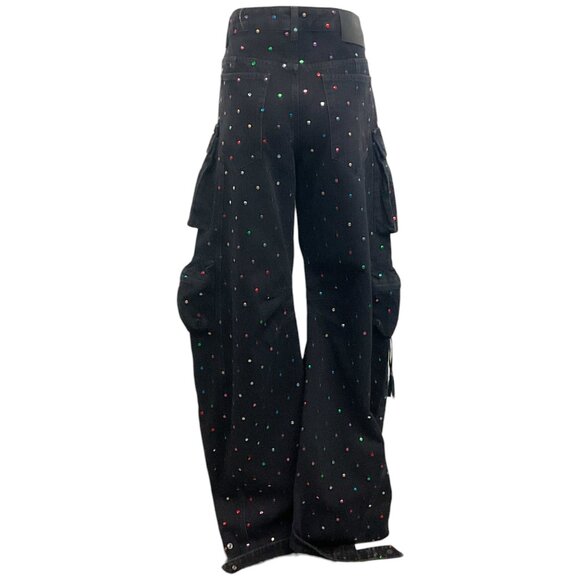 The Attico Black Denim Fern Studded Cargo Jeans - Picture 3 of 4